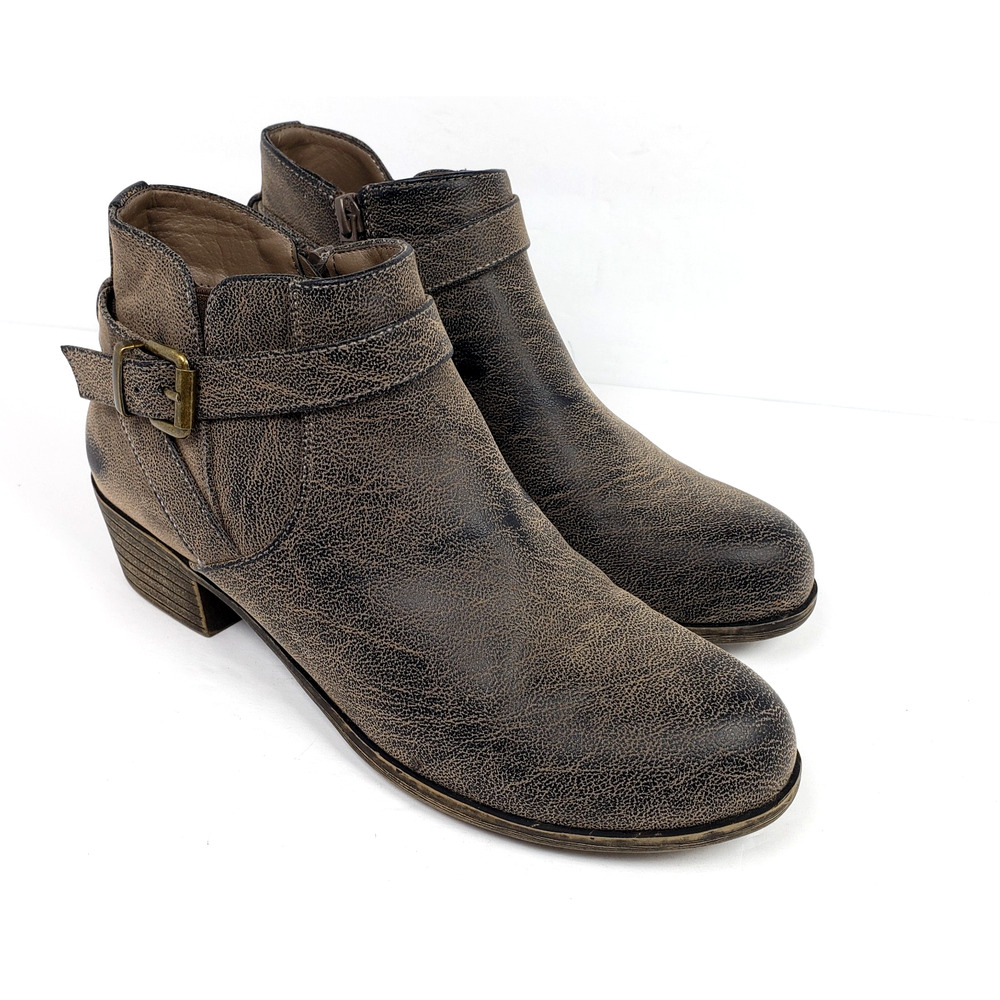 Jessica Cline Beat Womens Size 7.5 Taupe Casual Side Zip Buckle Bootie Shoes